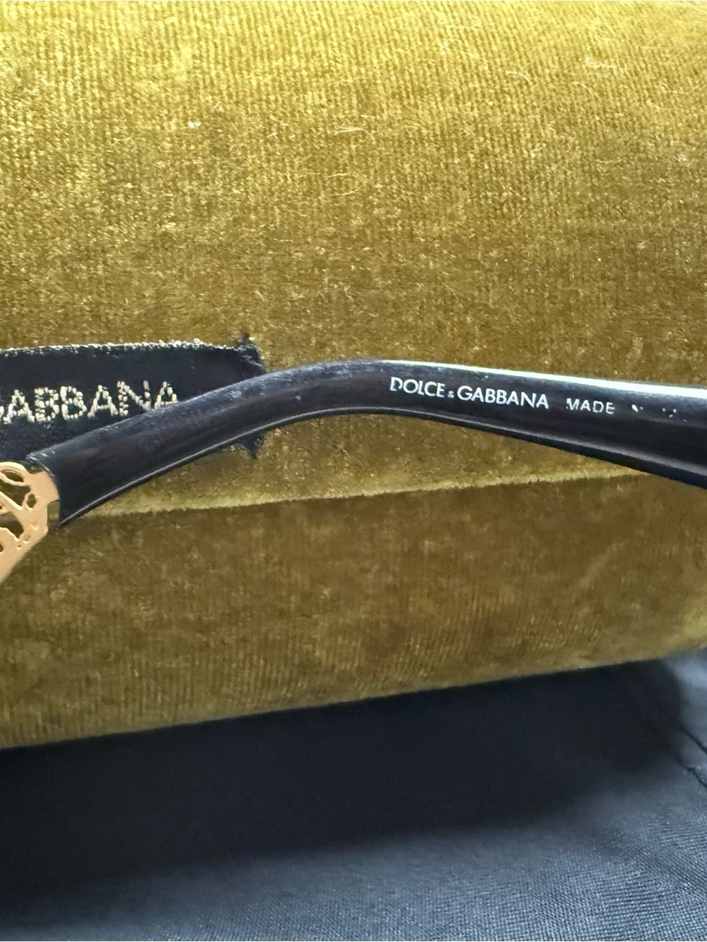Dolce & Gabbana Cat Eye Black Gradient Floral Sunglasses with Gold Accent